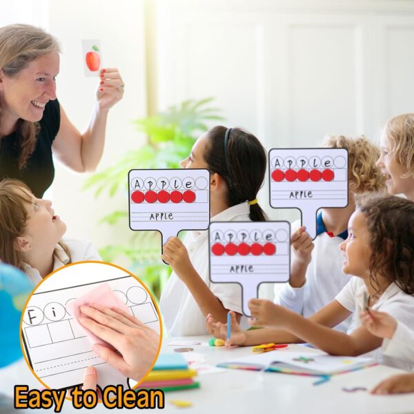 Seajan 12 Pcs Paddle Set Education Dry Erase Double Side Handheld Answer Board with Magnetic Counters Discs Phonemic Awareness Phonics Games Toy for Students Kids Teaching (Classic Color)