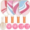 Pickleball Paddles Set of 4, Premium Wood with 4 Indoor & Outdoor Pickleball Balls and 1 Carry Bag, Pickleball Rackets with Ergonomic Cushion Grip for Beginner & Professional Gifts for Women Men Youth