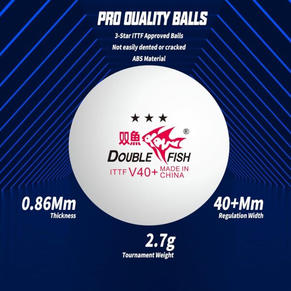 Double Fish Ping Pong Paddle Set of 4, 6 Ping Pong Balls ITTF Approval Professional 3-Star WTT, Carrying Storage Case, Table Tennis Sets for Training, Game, Family Fun
