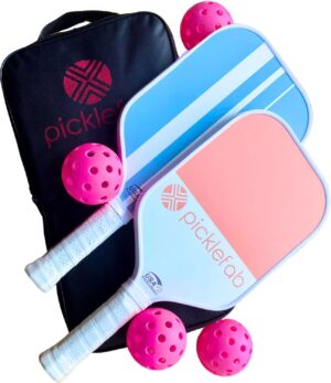 Pickleball Paddle Set for Couples Women Kids | Cute Aesthetic USAPA Approved | 2 Textured Paddles, 4 Balls, 1 Carrying Bag | Lightweight 8oz, 16mm Core, 16.5” Length