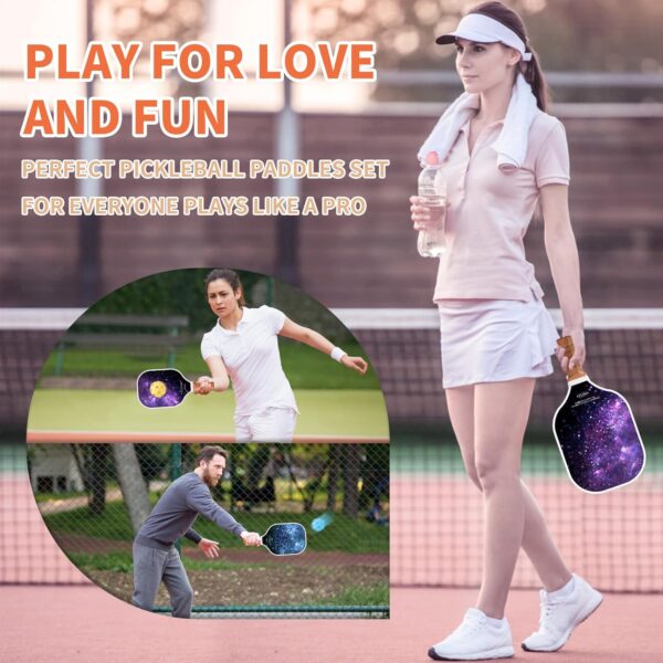 Pickleball Paddles Set of 2 Super Value Set with 2 Pickleball Fiberglass Rackets 4 Balls 2 Pickleball Grip Tapes 2 Sports Towels 1 Pickleball Bag Outdoor Gift for Beginners Family Friends…