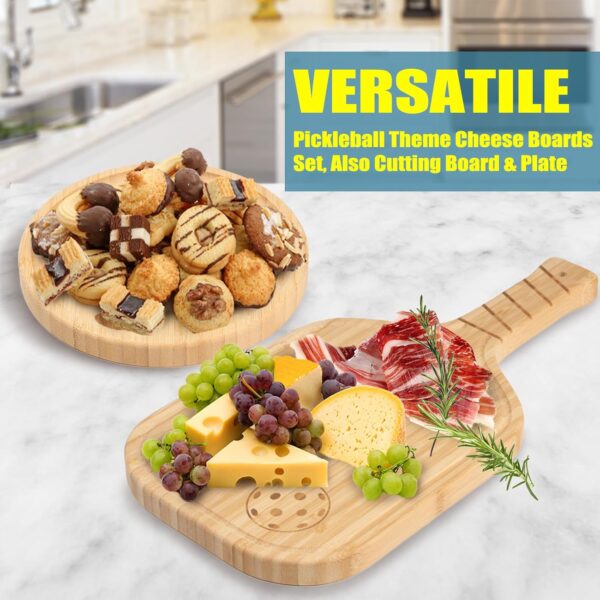 Pickleball Charcuterie Boards Set, Cheese Board with Handle 17"x8.5"+ Plate 8.5", Serving Tray & Cutting Board Set for Pickleball Fans Club Gatherings, Gifts for Pickleballs Lovers