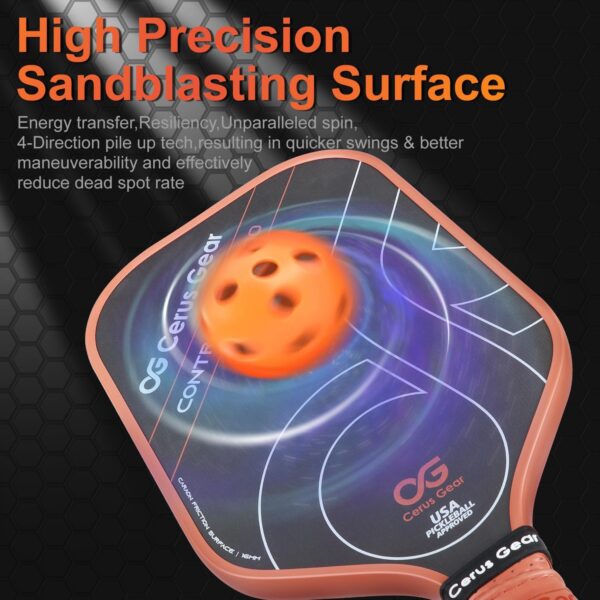 Pickleball Paddles Pro | 4-Layer T1000SC Raw Carbon Fiber Pickleball Paddle with 16MM Reinforced Polymer Honeycomb Core | Thermoformed Pickle Ball Racket | Max 3K Spin & Control | USAPA Approved