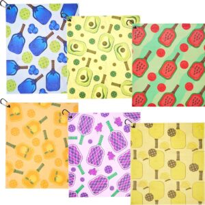 6 Pcs Soft Pickleball Towel 15 x 17 Inch Absorbent Fast Drying Towels for Women Sweat Funny Pickleball Gifts for Men Women Hand Towel with Clip