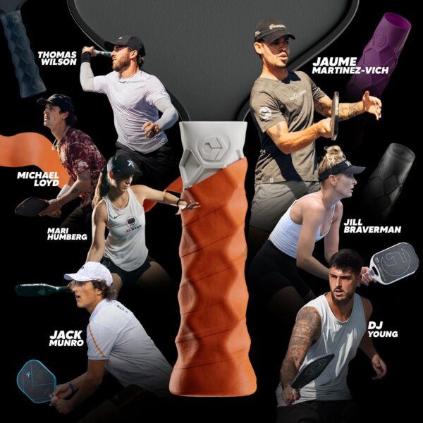 71AFHekb7cL._AC_SL1500_.jpg Pickleball Paddle Grip - 5.25in - Supports Tennis Elbow, Enhances Grip Strength, Reduces Vibration with Finger Support and Anti-Sweat Design