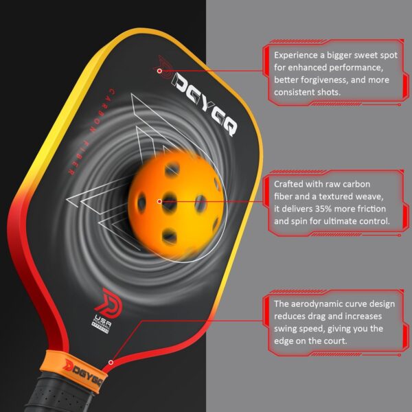 Pickleball Paddles - Professional Carbon Fiber Paddle with Honeycomb Core Pickleball Rackets - Lightweight Precision & Enhanced Shock Absorption for High Spin & Powerful Shots