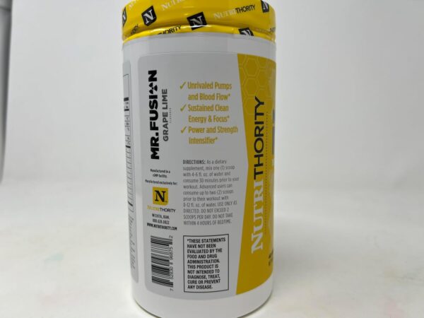Mr.Fusion Pre Workout Supplement, Grape Lime, 40 Servings - Intense Focus & Pumps, Nitric Oxide Booster, No Crash - Powerful Energy Powder to Increase Strength & Gains