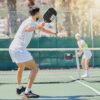 Pickleball Paddles, USAPA Approved Pickle Ball Paddles, Graphite and Fiberglass Pickleball Set, Polypropylene Honeycomb Core Paddle Rackets, USAPA Approved 4 Outdoor Balls and Leather Carry Bag