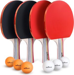 Abco Tech Table Tennis Set - Ping Pong Paddles and Balls for Professional and Recreational Play - Durable Design for Tournaments and Home Games - Portable for Family Fun and Practice