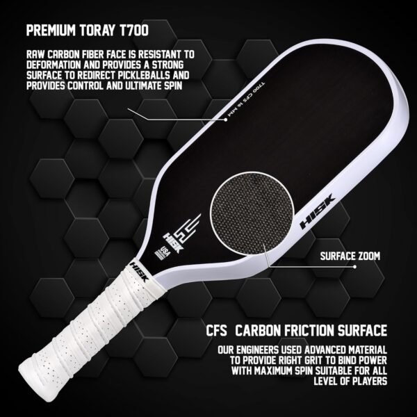 RAV PRO Pickleball Paddle - Ultimate HIGH END 16mm Japanese Toray T700 Raw Carbon Fiber CFS w/Excellent GRIT Roughness Texture, Aero Dynamic Curve, USAPA Approved, Non Slip Grip