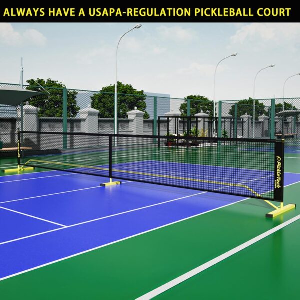 PICKLETECH 4.0 Slim Version 2in1 Portable Outdoor Pickleball Net Game, USAPA Regulation Size 22ft 11ft - Half Court Pickle Ball Net System with Carrying Bag for Driveway