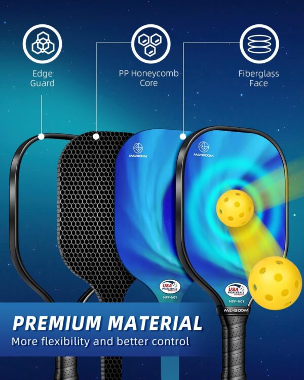 Pickleball Paddles Set of 2 or 4, USAPA Approved Pickleball Paddles Set with 4 Pickleball Balls and Pickleball Carry Bag, Fiberglass Pickle Ball Rackets 2 Pack Gifts for Beginners&Pros