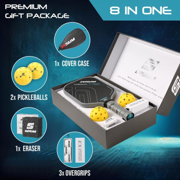 71Avan3LQ1L._AC_SL1500_.jpg Pickleball Paddles, Carbon Fiber Pickleball Paddle with Power Polymer Core, USAPA Approved, Pro Pickleball Rackets for Ultimate Spin & Consistency, Come with Cover