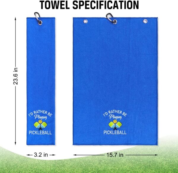 ERHACHAIJIA I'd Rather Be Playing Pickleball Embroidered Pickleball Sports Towel with Clip. Funny Pickleball Gifts for Men Women Pickleball Lover, Birthday Mother's Day Retirement Gifts
