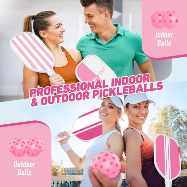 Pickleball Paddles Set of 4, USAPA Approved Pickleball Set of 4 with 4 Pickleball Balls & 1 Carry Bag Premium Wooden Cute Pickle Ball Paddles Rackets Ergonomic Cushion Grip Gifts for Women Youth Men