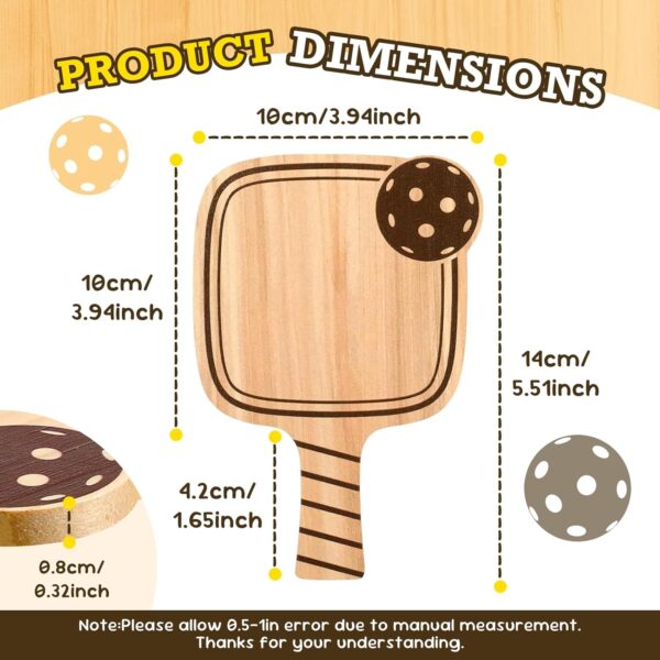 Pickleball Drink Coasters,6/Pack,Pickleball Gift,Funny Coasters Gifts for Pickleball Lovers,Paddle Shape with Handle, Varnished Finish