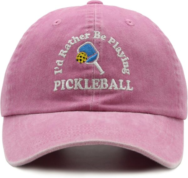 Pickleball Hat, I'd Rather Be Playing Pickleball Baseball Cap, Adjustable Washed Baseball Cap for Men Women