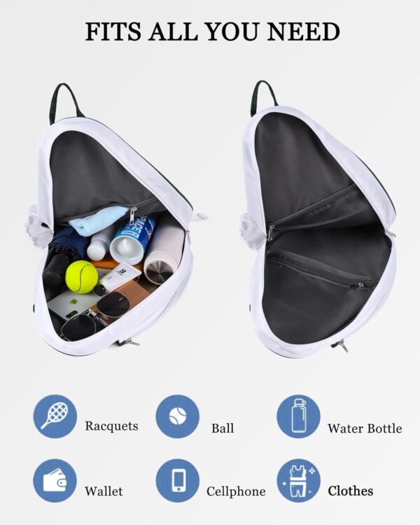 Rejolly Tennis Racket Sling Bag for Women Men Quilted Water Resistant Racquet Cover One Shoulder Crossbody Bag for 2 Tennis Rackets, Pickleball Paddles, Badminton Racquet