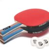 Killerspin Jet Set of 2 - Ping Pong Paddles Combo Package - Red & Black Table Tennis Rackets - 3 White Ping Pong Balls