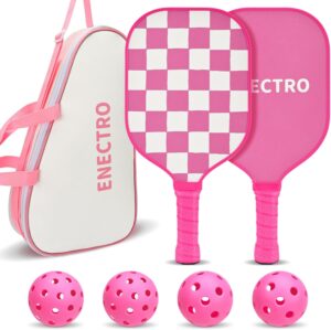 Pink Pickleball Paddles Set of 2, USAPA Approved Fiberglass Pickle Ball Set with 2 Cute Lightweight Pickleball Rackets, 2 Indoor &2 Outdoor Balls, 1 Pickleball Bag for Women, Beginner, Youth