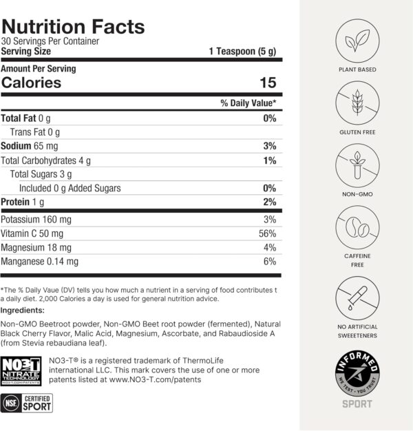 HumanN SuperBeets Sport Endurance Pre Workout Powder – NSF Certified – Nitric Oxide Supplement – Caffeine, Creatine & Stimulant Free Energy – Wild Cherry Flavor, 20 Servings