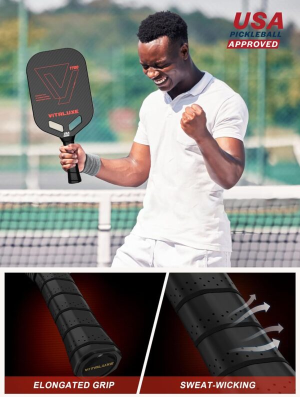 Carbon Fiber Pickleball Paddle, Edgeless T700+3K Textured Carbon Friction Surface，Thermoformed Pickleball Paddle with Aerodynamic Design Used for tournaments, Power & Control & Spin Max