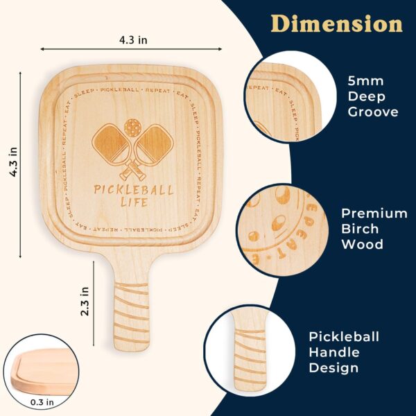 Pickleball Drink Coasters, 2 Pack, Pickleball Gift for Men Women Pickleball Lovers, Party Decoration, Birch Wood Coaster Set, 4.3 x 4.3”, Paddle Shape with Handle
