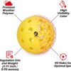 Outdoor Pickleball Balls, 2025 USAPA Approved Tournament and Competition Ball, 40 Hole Pickleball, 100 Pack High Elasticity & Durable Yellow Pickle Balls, Ideal for All Skill Levels