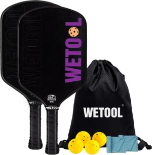 Pickleball Paddles Set of 4/2, USAPA Approved, Foam Moulding 5.5" Elongated Handle, Textured Surface, Lightweight, 16mm Fiberglass Pickle Ball Rackets 4 Pack for Beginners
