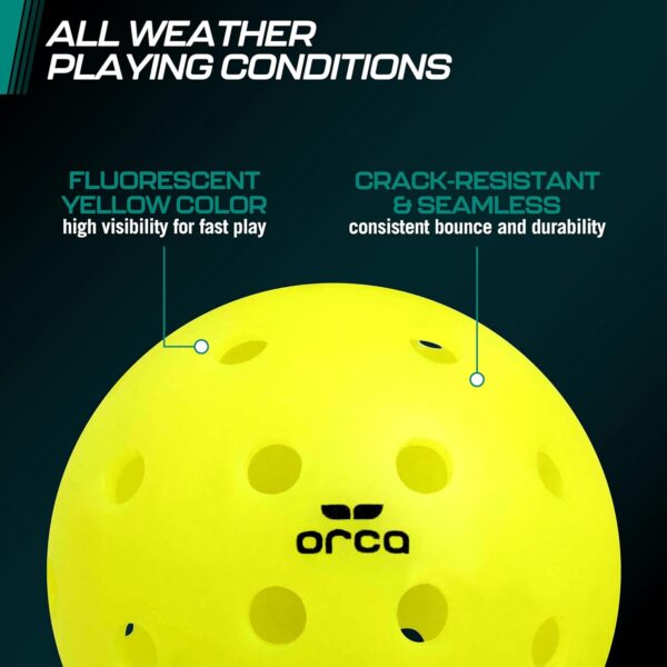 Orca 6 Pack Pickleballs Indoor or Outdoor, USAPA Approved Official Size Crack-Resistant Balls, with 1-Year No-Crack Warranty Perfect for Tournaments