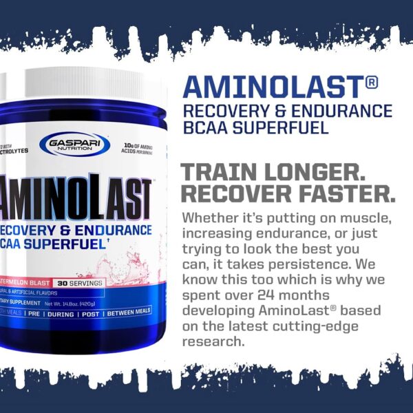 Gaspari Nutrition Aminolast, Recovery and Endurance BCAA Superfuel, 2:1:1 Amino Acid Ratio, Fueled with Electrolytes (30 Servings, Fruit Punch)