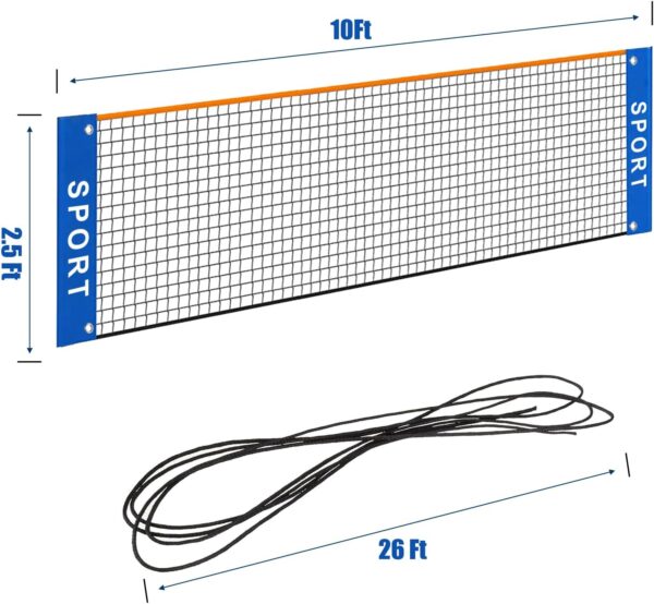 Eastgoing 10 ft Mini Portable Soccer Tennis Net | Pickleball Net for Driveway Backyard. Easy Assemble Beach Tennis Net -（Only Net）