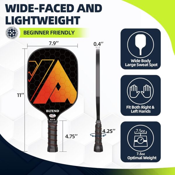 Bltend Pickleball Paddles- USAPA Approved-Fiberglass Pickleball Paddle Set of 4 Pickleball Rackets, 4 Outdoor Indoor Pickleball Balls, Pickleball Bag, Ideal Pickle Ball Paddle Gifts for Women Men