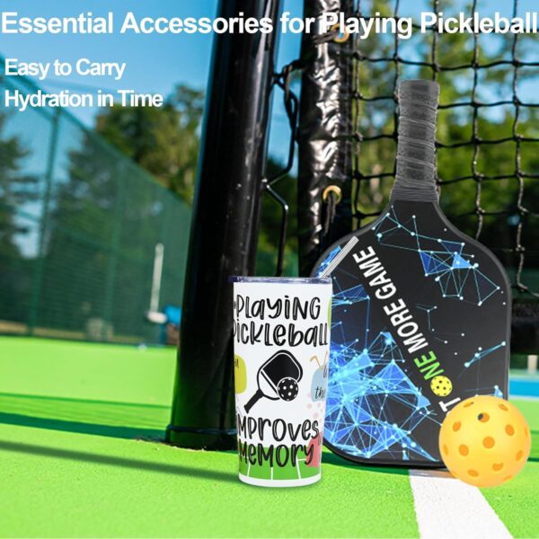 Pickleball Tumbler 20 oz, Funny Pickleball Gifts for Women Men, Playing Improves Memory Travel Mug Vacuum Insulated Stainless Steel Coffee Cup