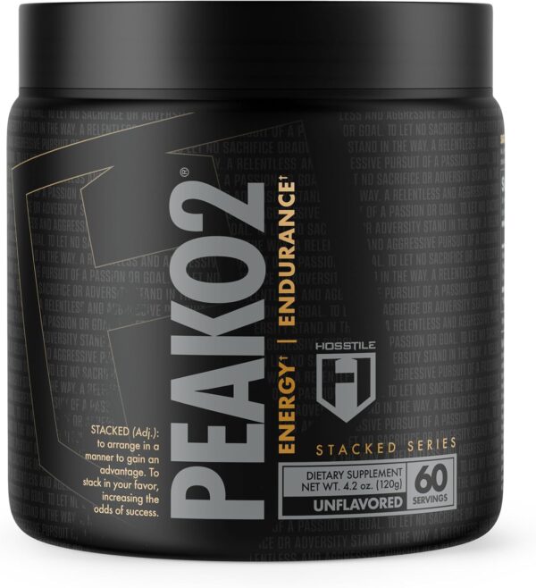 HOSSTILE PeakO2 Organic Mushroom Blend, Workout Supplement for Athletes, Improves Endurance, Power Output & Performance, Pre Workout Supplement, Vegan-Friendly, Unflavored, 60 Servings