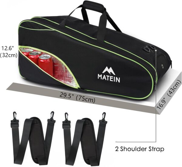 MATEIN Tennis Bag 6 Rackets, Extra Large Protective Convertible Racquet Bag with Shoes Compartment for Men Women, Racket Backpack with Cooler Pocket & Removeable Shoulder Strap for Sport Equipment