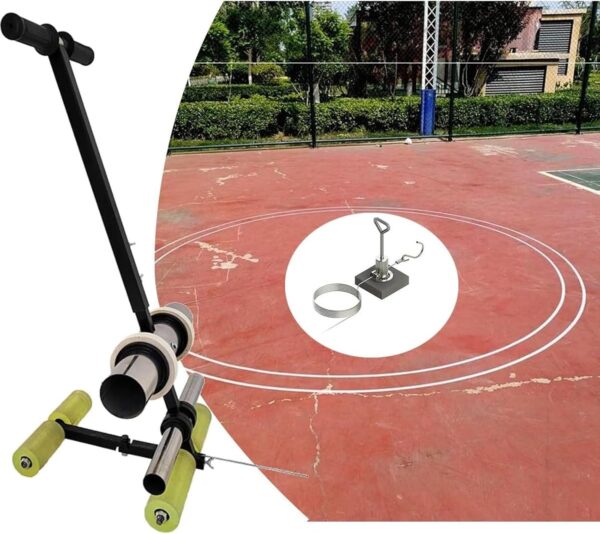 Basketball Court Marking Kit, Tape Marking Machine Hand-Push Tape Sticking Machine, Pickleball Court Marking Kit with Drawing Circle Kit for Driveway, Asphalt or Concrete, Easy to Use