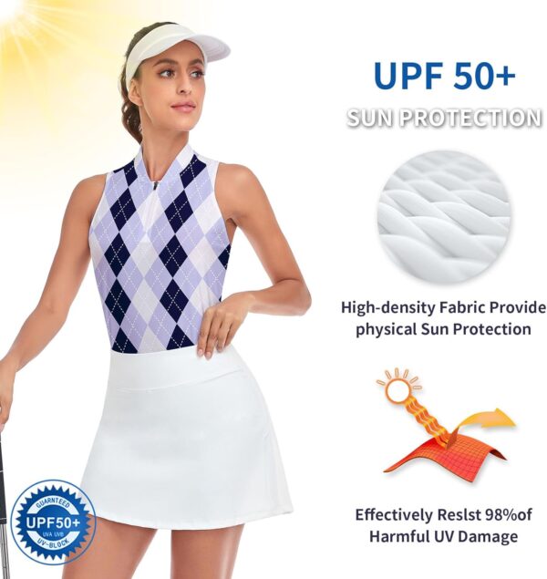 Women Racerback Sleeveless Golf Polo Shirts Collarless Tennis Tops Quick Dry Athletic Tank Tops