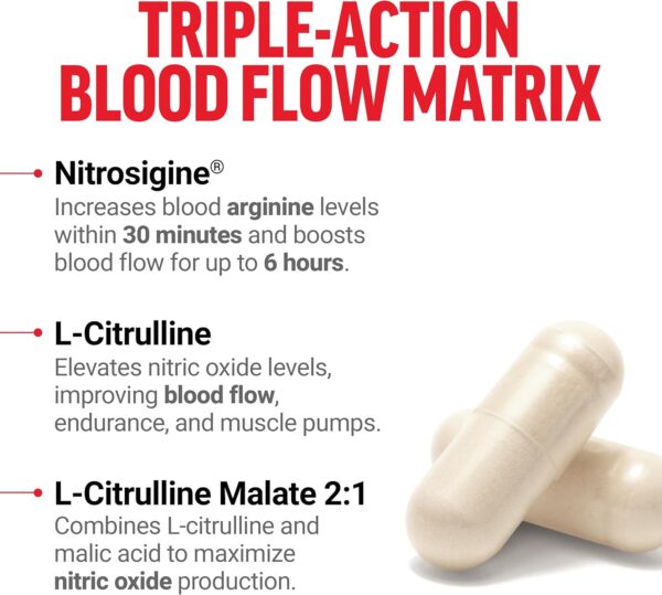 FORCE FACTOR Nitric Oxide Booster, Fast-Acting Formula with L-Arginine, Boosts Nitric Oxide Levels, Maximize Muscle Pumps, Enhance Endurance, Improve Circulation, 120 Capsules