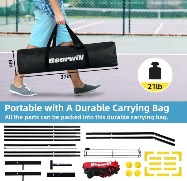 Pickleball Net, 22 FT Pickleball Net for Driveway, Regulation Size Portable Pickle Ball Net for Outdoor Backyard, Steady Metal Frame with Court Marker, Ball Holder, 4 Pickleballs & Carry Bag