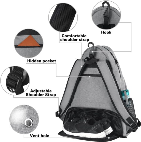 MATEIN Tennis Bag, Large Tennis Backpack for Men & Women with Shoe Compartment Hold 2 Rackets, Pickleball Paddles, Badminton Racquet, Ball Accessories