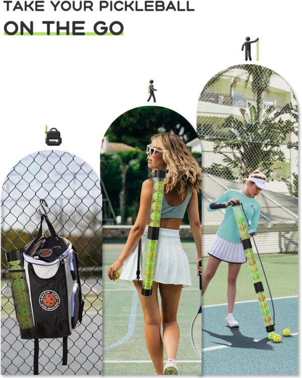 Pickleball Ball Retriever Upper Holds 17 Balls, Pickleball Pickup Tube with Shoulder Strap, Easy Pickup Portable Pickleball Ball Holder
