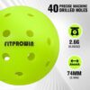 FITPROWIN Sports Outdoor Pickleballs,4/12/36 Pack X-40 Outdoor Pickleball Balls, High Visibility & Bounce Green,Durable