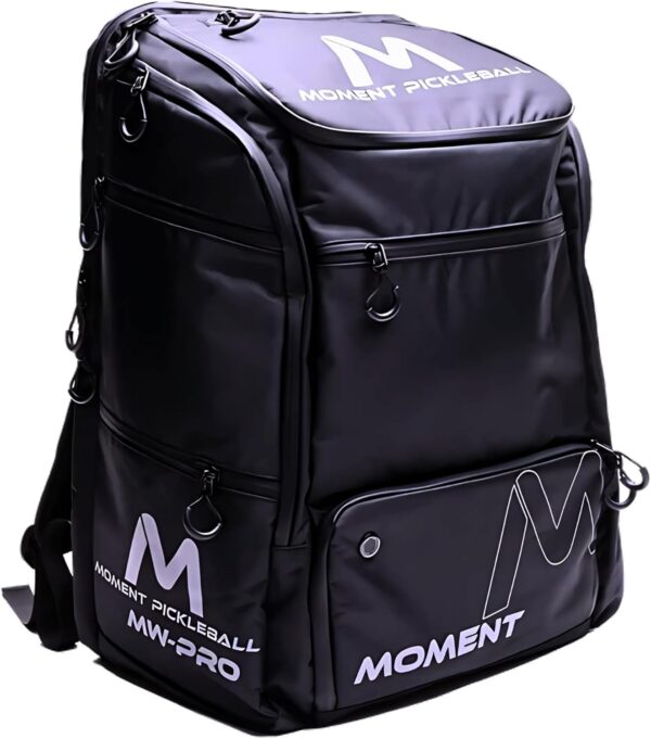 MOMENT MW-PRO Pickleball Bag | 2 Fence Hook Straps | 4 Pockets for Paddles, Balls, Shoes | Spacious Storage | Travel Ready