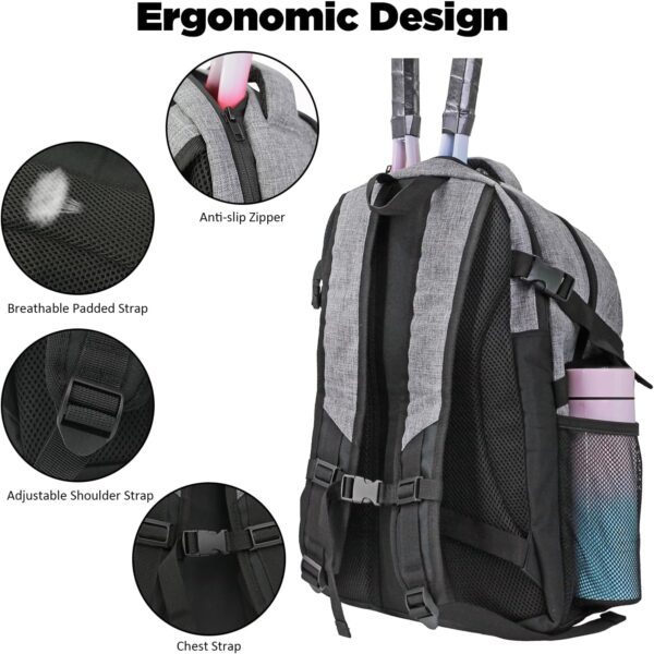 WOLT Tennis Bag - Large Tennis Racket Backpack for Men & Women - Ventilated Shoe Compartment - Holds 2 Rackets