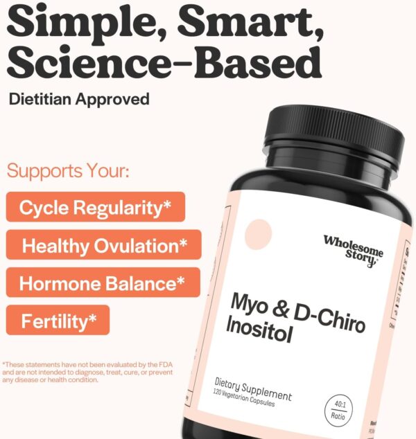 Wholesome Story Myo-Inositol & D-Chiro Inositol Supplement for Women | Fertility Supplements for Hormonal Balance & Ovarian Health Support | Myoinositol | Ideal 40:1 Ratio | 30 Servings