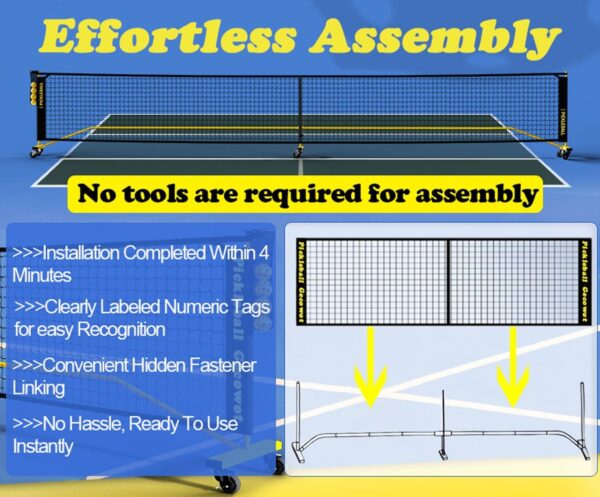 Portable Pickleball Net with Wheels, Regulation Size 22 FT & Half Court 11 FT, Steady Metal Frame Pickleball Set for Driveways, Indoor & Outdoor with Court Markers,Ball Holder,Carry Bag,4 Pickle Balls