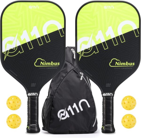 A11N SPORTS Pickleball Paddles Set of 2 Graphite Surface Rackets with 4 Pickleball Balls and Pickleball Bag for Beginners - USAPA Approved