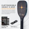 PIKKOFUN Pickleball Training Paddle Kit - Includes 10 Lead Bars & Overgrip for Customizable Weight - T700 Carbon Fiber Pickleball Trainer for Sweet Spot Practice - Extra Long Handle - 16mm Quiet Core
