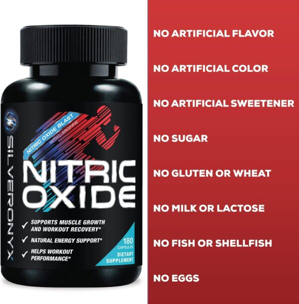 Extra Strength Nitric Oxide Supplement 3X Strength L Arginine, Citrulline Malate, AAKG, Beta Alanine - Premium Muscle Supporting Nitric Booster - Natural Energy & Heart Health Support - 180 Capsules